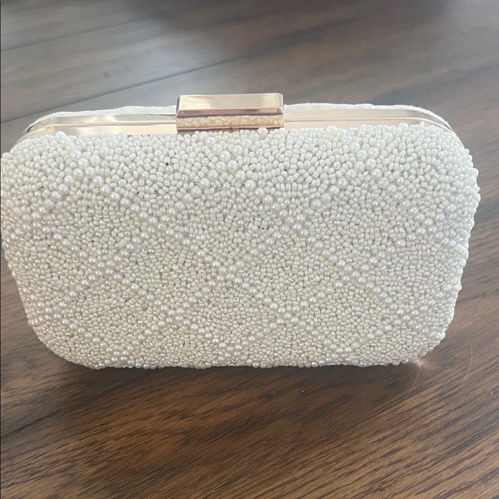 Elegant Pearl Embellished Clutch Evening Bag Wedding Formal
